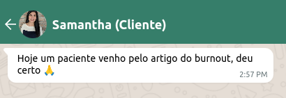 Print de depoimento de cliente